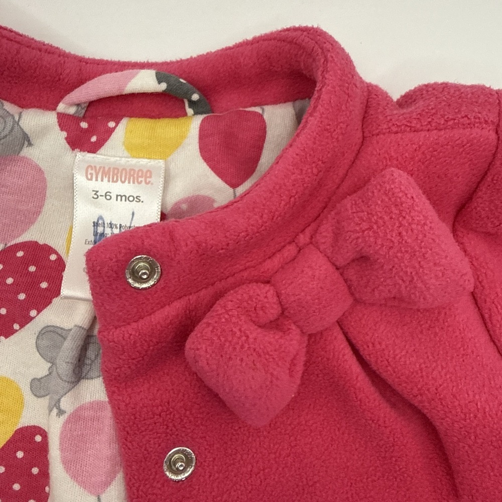 Gymboree "Happy Elephant" Baby Girl  Pink Dress Coat  3-6 Mo. Elephant Balloons - Picture 5 of 6